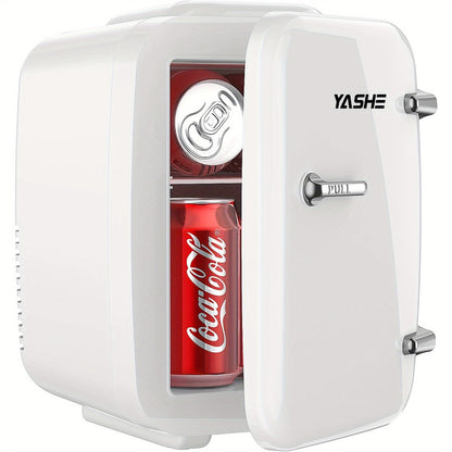 Mini Fridge 4 Liter 6 Cans - Thermoelectric Cooler and Warmer, 110V AC & 12V DC Portable Small Refrigerator for Bedroom