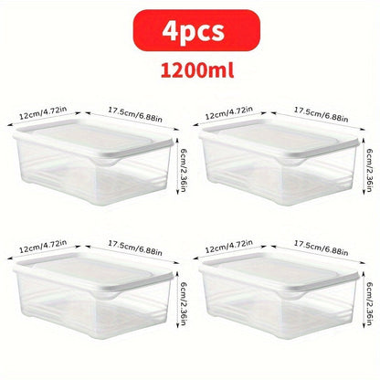 Stackable Refrigerator Storage Containers with Lids 4pcs, 42-Oz BPA-Free Food Storage Set for Meat Fruits Vegetables