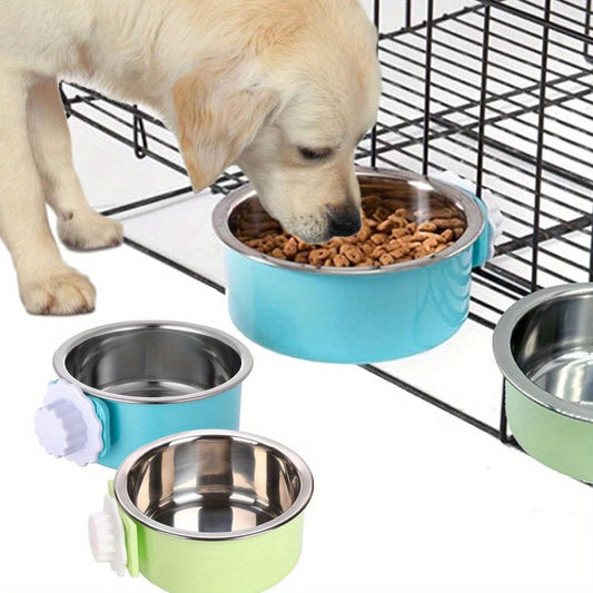 Stainless Steel Cage Bowl Set 2-Pack – Hanging Pet Feeder & Water Bowl for Dogs, Cats, Birds & Small Animals