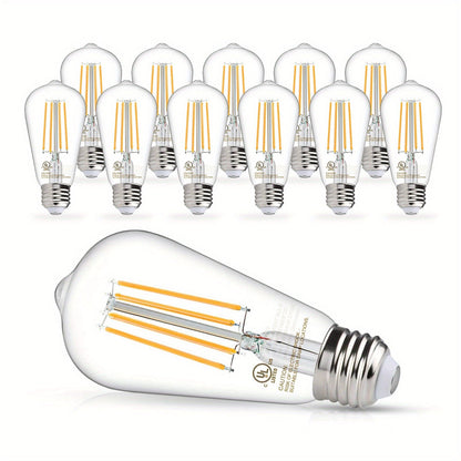ST58 Vintage Edison LED Filament Bulb 8W 2700K Warm White Dimmable – 60W Equivalent E26 Base Clear Glass Antique Style for Chandelier