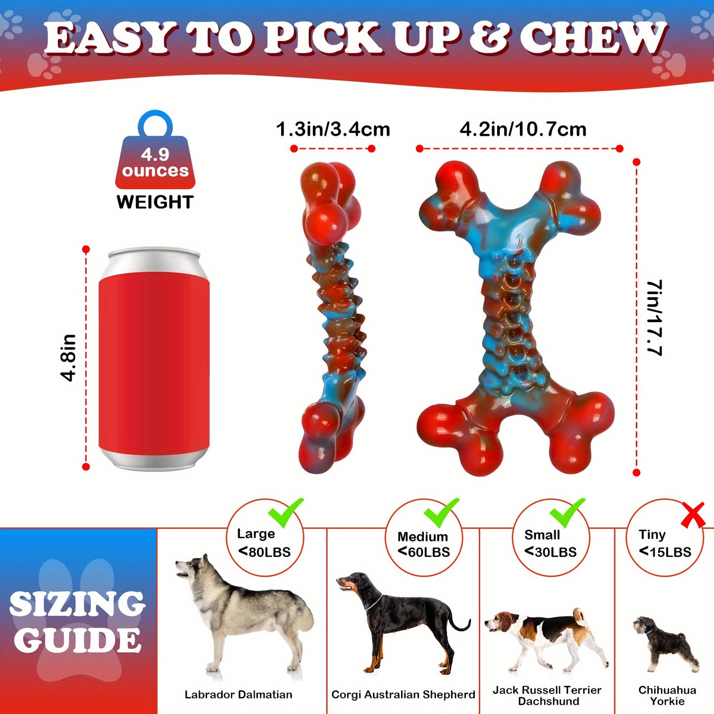 Indestructible Nylon Dog Chew Toy for Aggressive Chewers – Tough Durable Dog Teething Toys for Large Breed Dogs, Keeps Dogs Busy