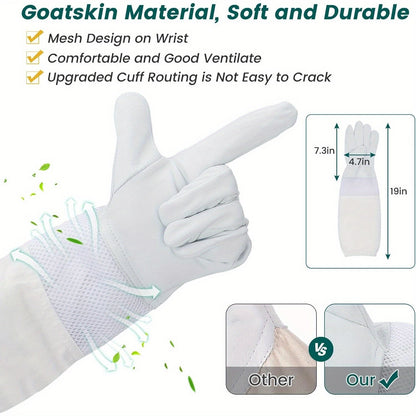 Beekeeping Suit Triple Layer Sting-Resistant Gloves 2 Veils S-3XL for Garden, Patio and Yard Use