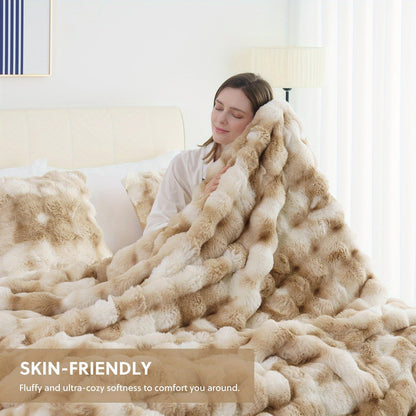 Faux Rabbit Fur Throw Blanket in 11 Checkout Colors and Throw, Twin, Queen or King Size Options