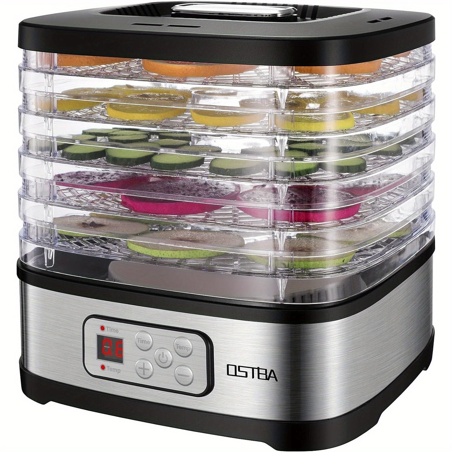 Food Dehydrator Machine 5 Tray 240W LED Digital Touchscreen Adjustable Temperature 95-158F for Entryways, Bedrooms and Living Spaces