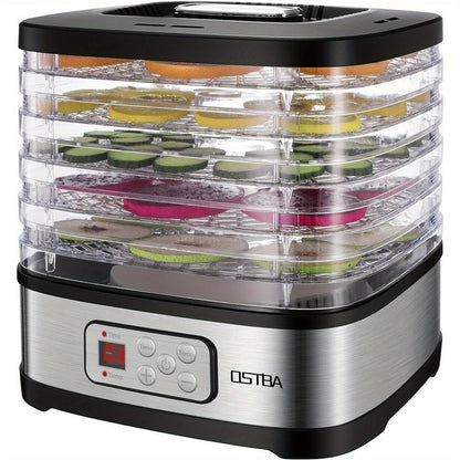 Food Dehydrator Machine 5 Tray 240W LED Digital Touchscreen Adjustable Temperature 95-158F for Entryways, Bedrooms and Living Spaces
