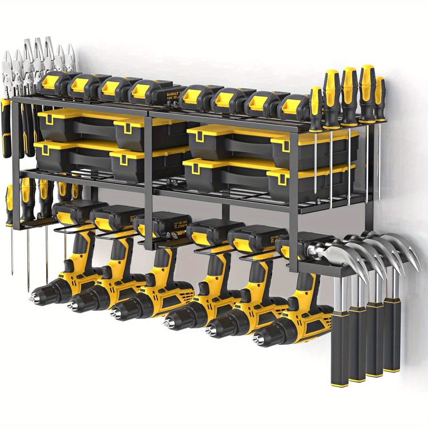 Power Drill Holder Wall Mount, Tool Storage Rack with 3/4 Layer Floating Shelf, Cordless Drill Organizer