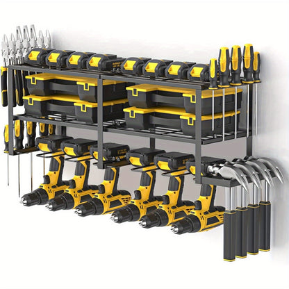 Power Drill Holder Wall Mount, Tool Storage Rack with 3/4 Layer Floating Shelf, Cordless Drill Organizer