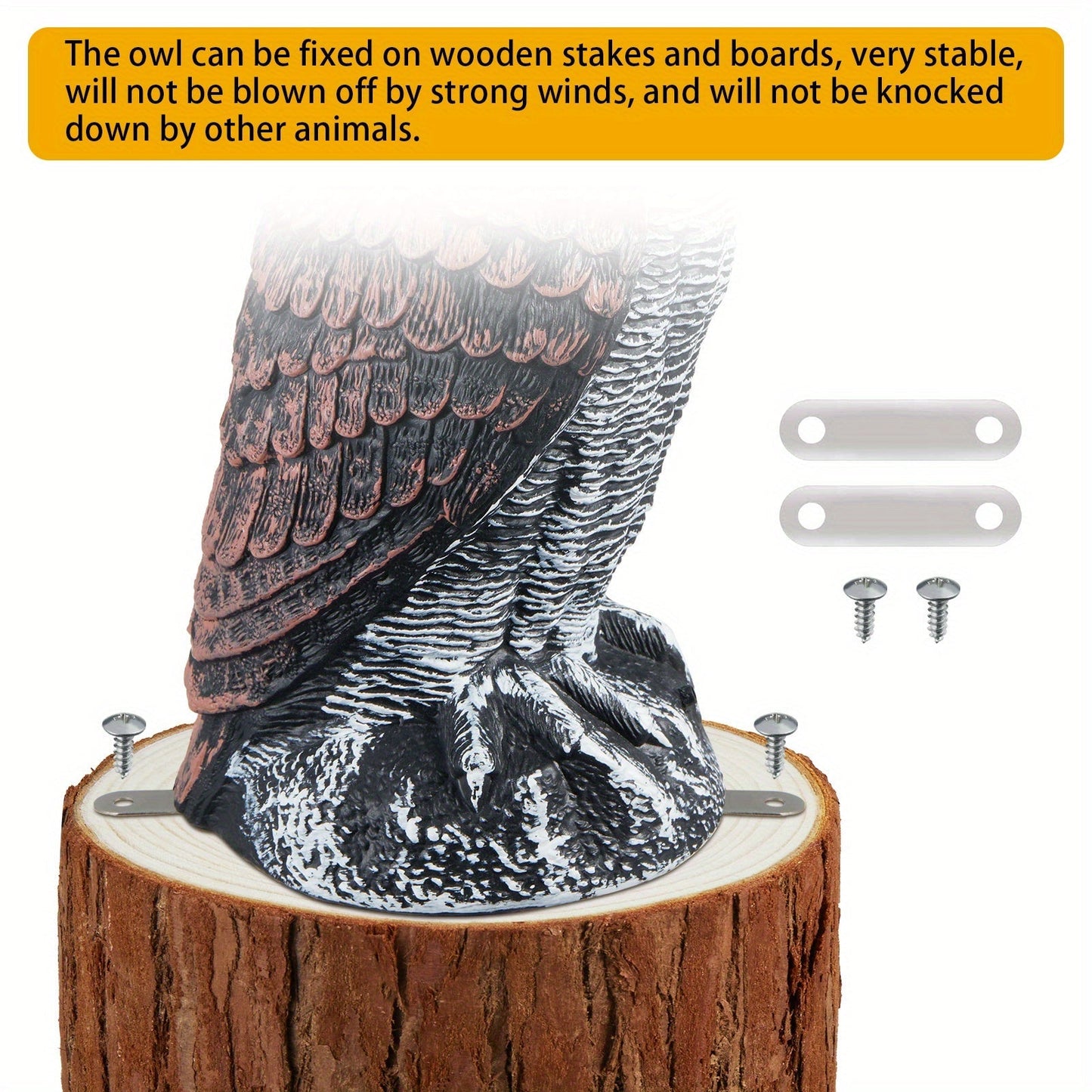 Rotating Head Fake Owl Decoy Bird Deterrent, Battery Powered Plastic Scarecrow Repellent for Garden Yard Patio