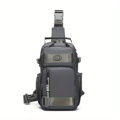Multi-Pocket Crossbody Chest Pack with Adjustable Sling Strap, Zipper Compartments and Black or Grey Finish