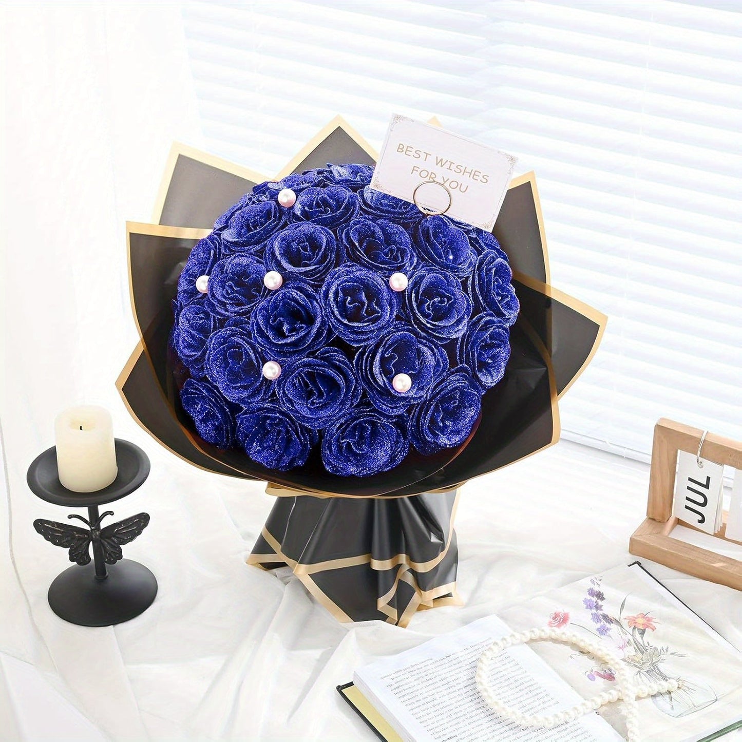 Artificial Flowers Flash-Shine Rose Bouquet in 24 or 36-Piece Sets across Five Color Options
