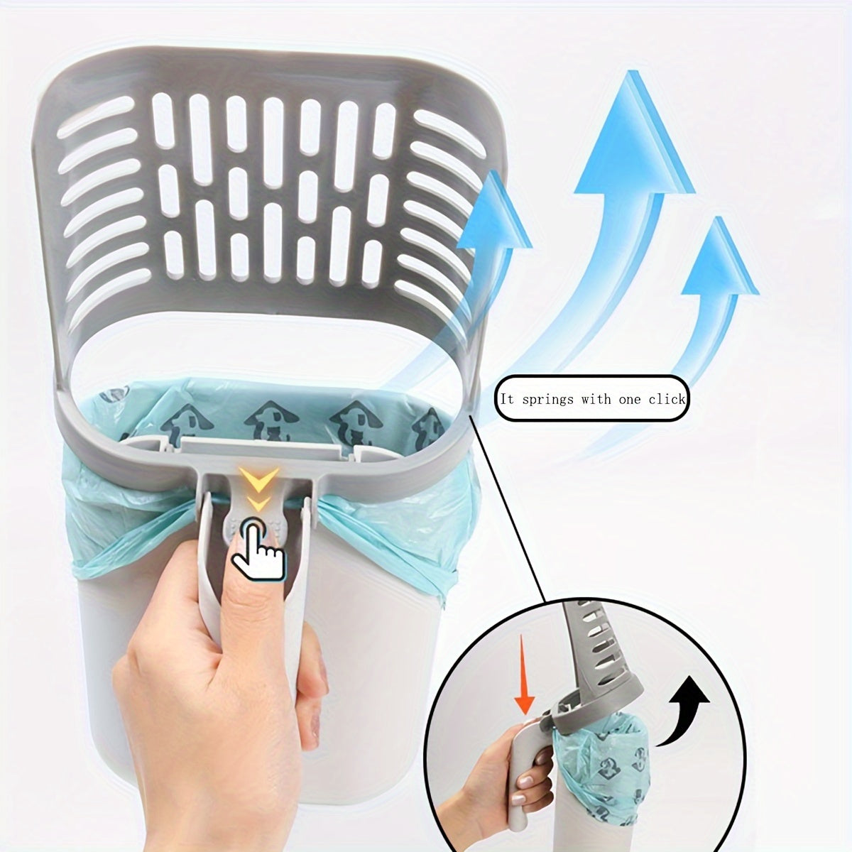 Cat Litter Scoop with Waste Bag Holder – Durable Plastic Litter Shovel with Removable Garbage Bag Dispenser