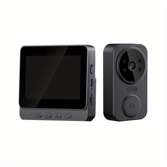 1296P Video Doorbell with 4.3" Indoor Monitor & Local SD Storage - No WiFi No App Required, Two-Way Audio