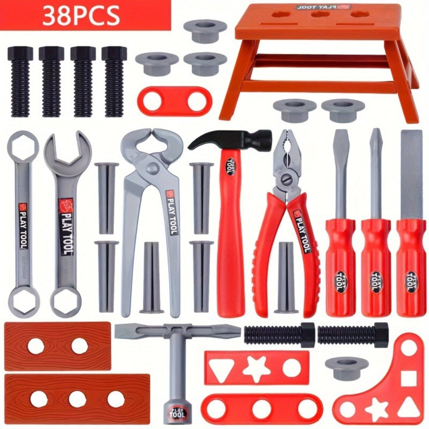 Kids Tool Set 38 Piece Pretend Play Construction Toy with the Listed Color, Size or Set Options for Everyday Use