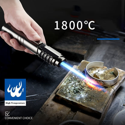 Blowtorch Jet Lighter 1800° Windproof, Zinc Alloy Butane Torch with Blue Flame for Welding, Outdoor Cooking
