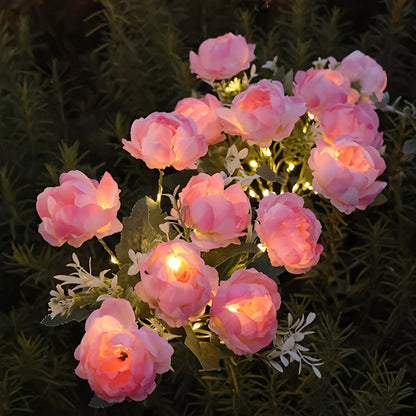 Solar Garden Lights 2-Pack Peony Flower Stakes, 84 LEDs, IP65 and Four Bloom Colors for Yard Decor