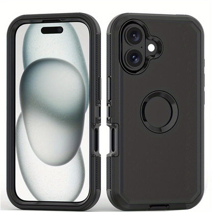 Phone Case Dual-Layer TPU and PC Hybrid Cover for iPhone 16 Plus in Black, Orange or Green
