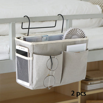 Bedside Hanging Organizer 2Pack Bed Rail Storage Bag - Bunk Bed Dorm Hospital Caddy for Books for Entryways, Bedrooms and Living Spaces
