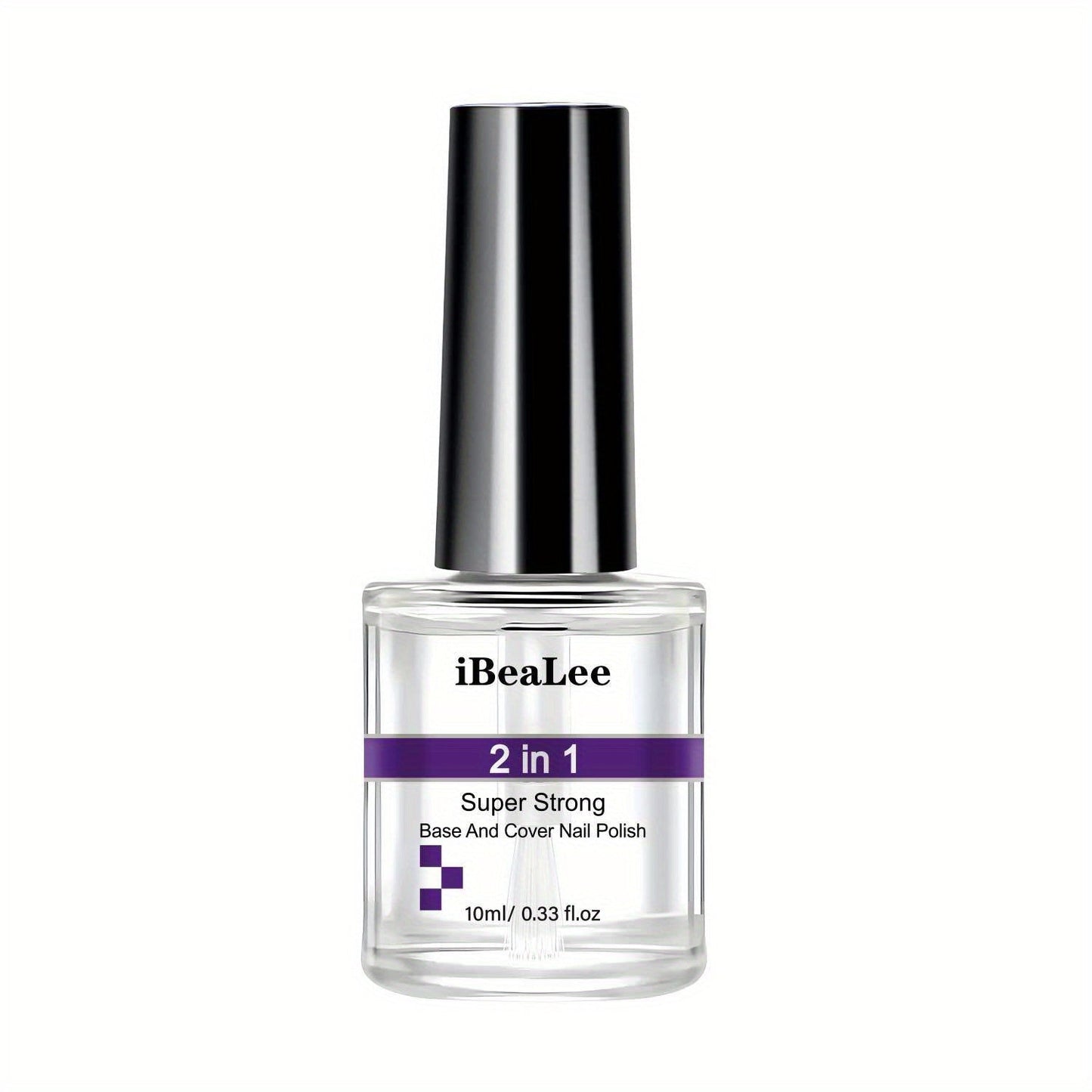 Base and Top Coat 2 in 1 Nail Polish 10ml with a Clear High Shine Finish for Home Manicures