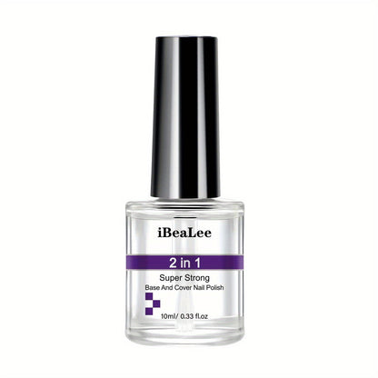 Base and Top Coat 2 in 1 Nail Polish 10ml with a Clear High Shine Finish for Home Manicures