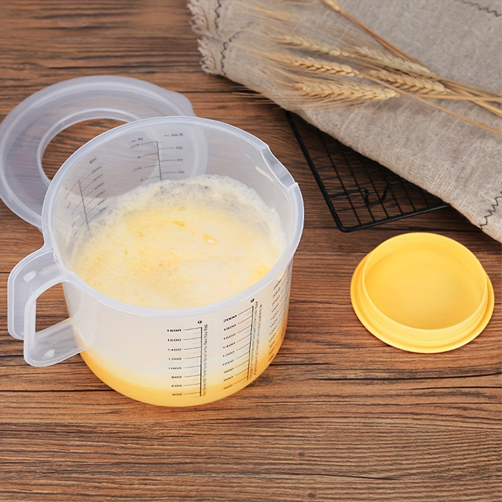 Mixing Bowl with Lid 2.5L Large Salad Bowl with Measuring Cup and Scale Splash Proof Durable for Home Cooking, Dining and Outdoor Meals