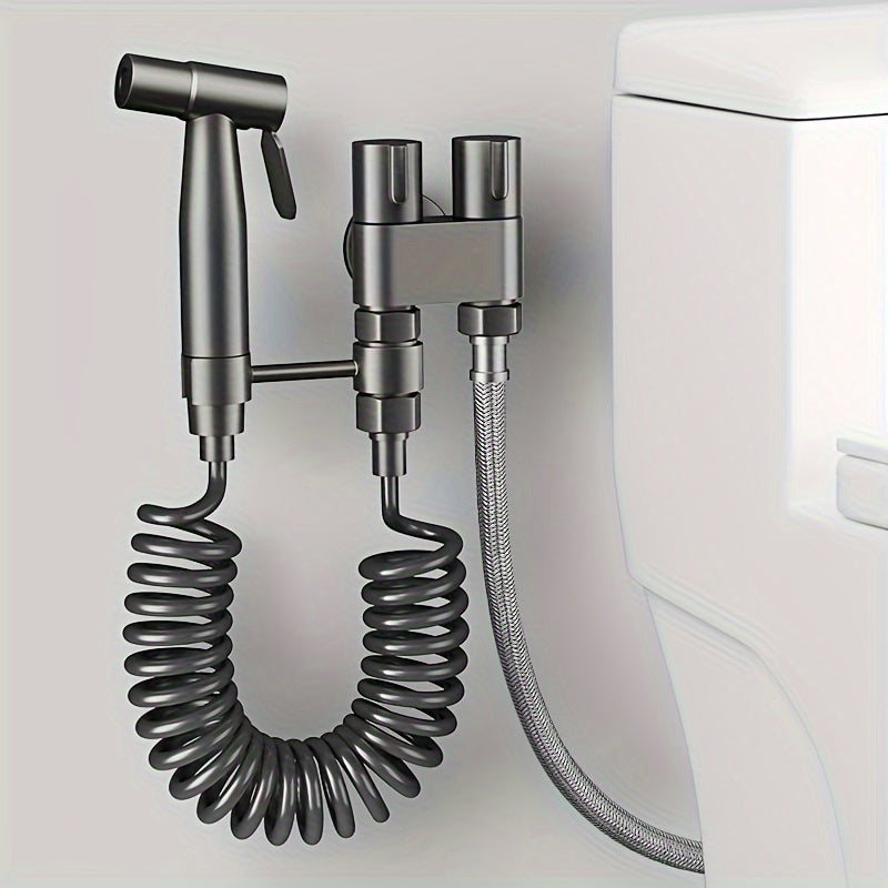 Bidet Toilet Spray Gun Angle Valve One In Two Out Handheld Flusher Booster Sprayer for Toilet for Entryways, Bedrooms and Living Spaces