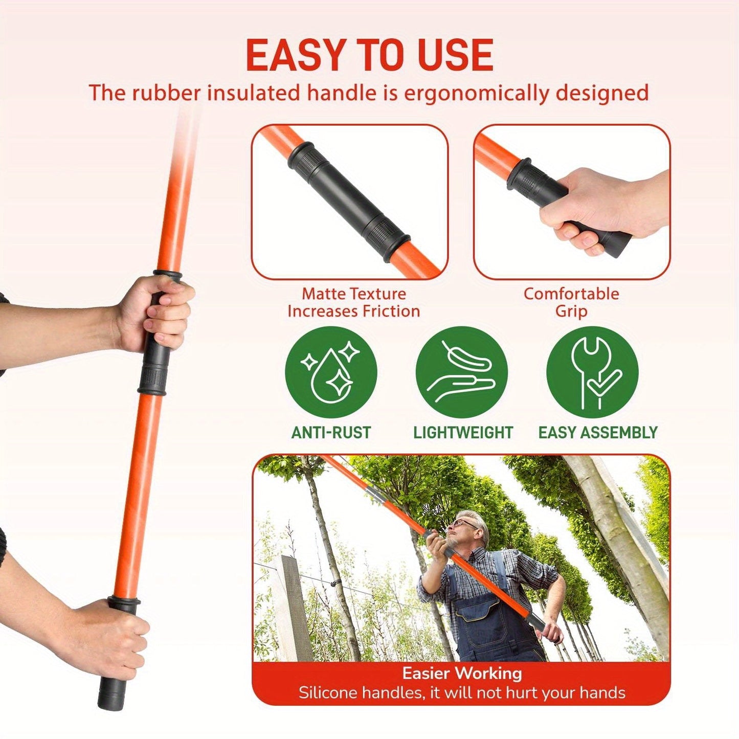 Extendable Pole Saw 26ft 2-in-1 Manual Tree Pruner, High Reach Branch Trimmer with Pruning Saw & Rope Cutter for Yard & Garden