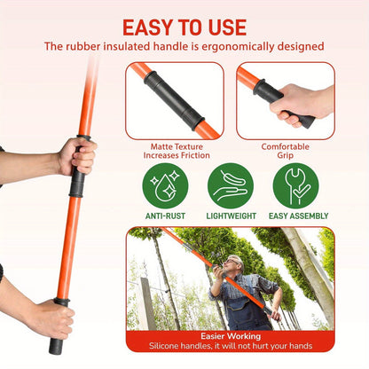 Extendable Pole Saw 26ft 2-in-1 Manual Tree Pruner, High Reach Branch Trimmer with Pruning Saw & Rope Cutter for Yard & Garden