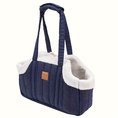 Pet Carrier Handbag Winter Warm Soft-Sided Small Dog Cat Carrier Bag with Snap Closure, Cozy Outdoor Tote Bag for Cold Weather