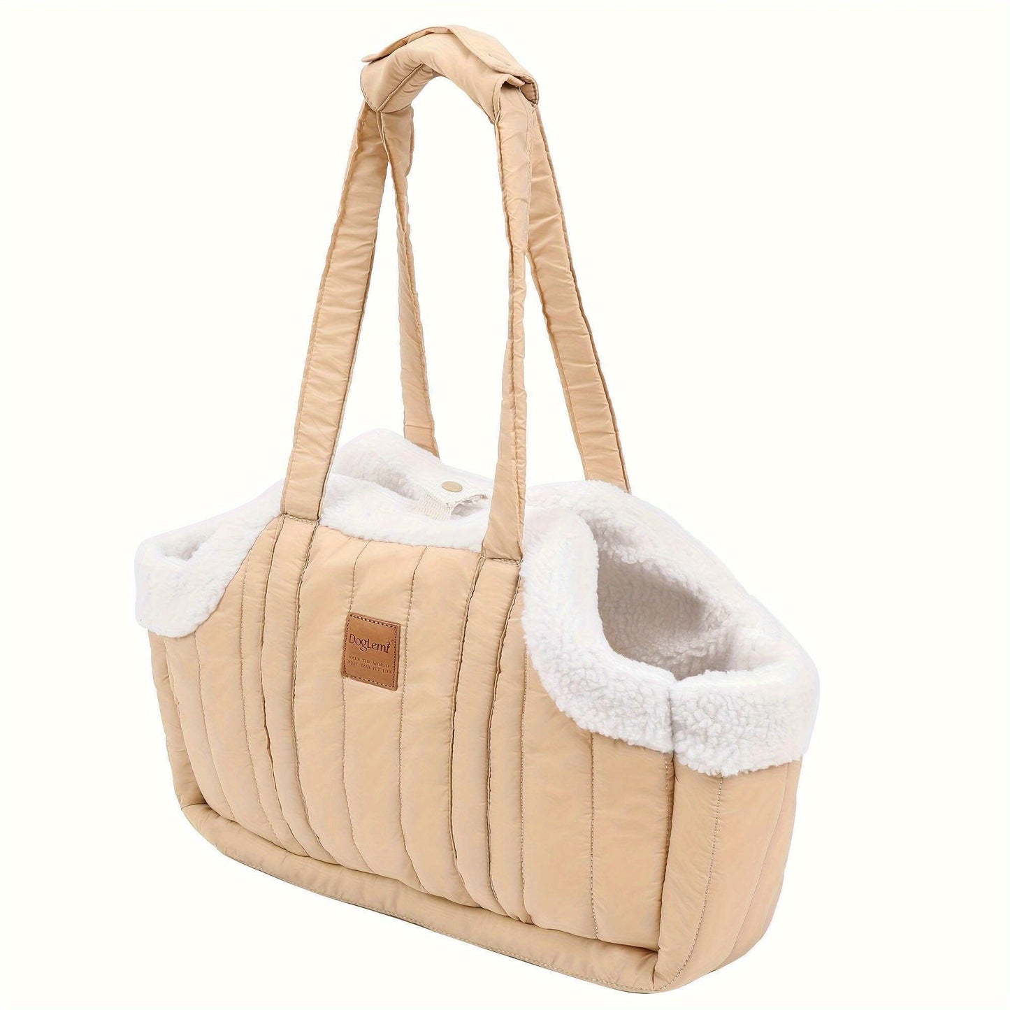 Quilted Open-Top Pet Carrier Tote with Plush-Look Trim, Two Long Handles and Six Color Options