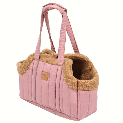 Pet Carrier Handbag Winter Warm Soft-Sided Small Dog Cat Carrier Bag with Snap Closure, Cozy Outdoor Tote Bag for Cold Weather