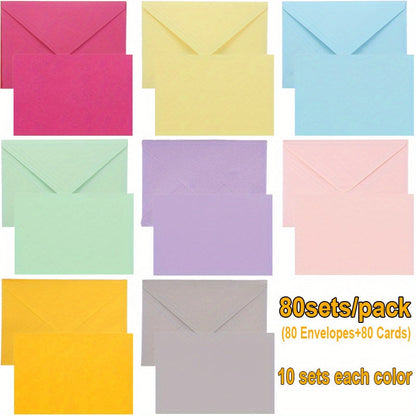Blank Cards with Envelopes 4x6 Inch | 40 or 80 Sets Colorful Rainbow DIY Greeting Cards | Single Panel Holiday Christmas Birthday Note Cards
