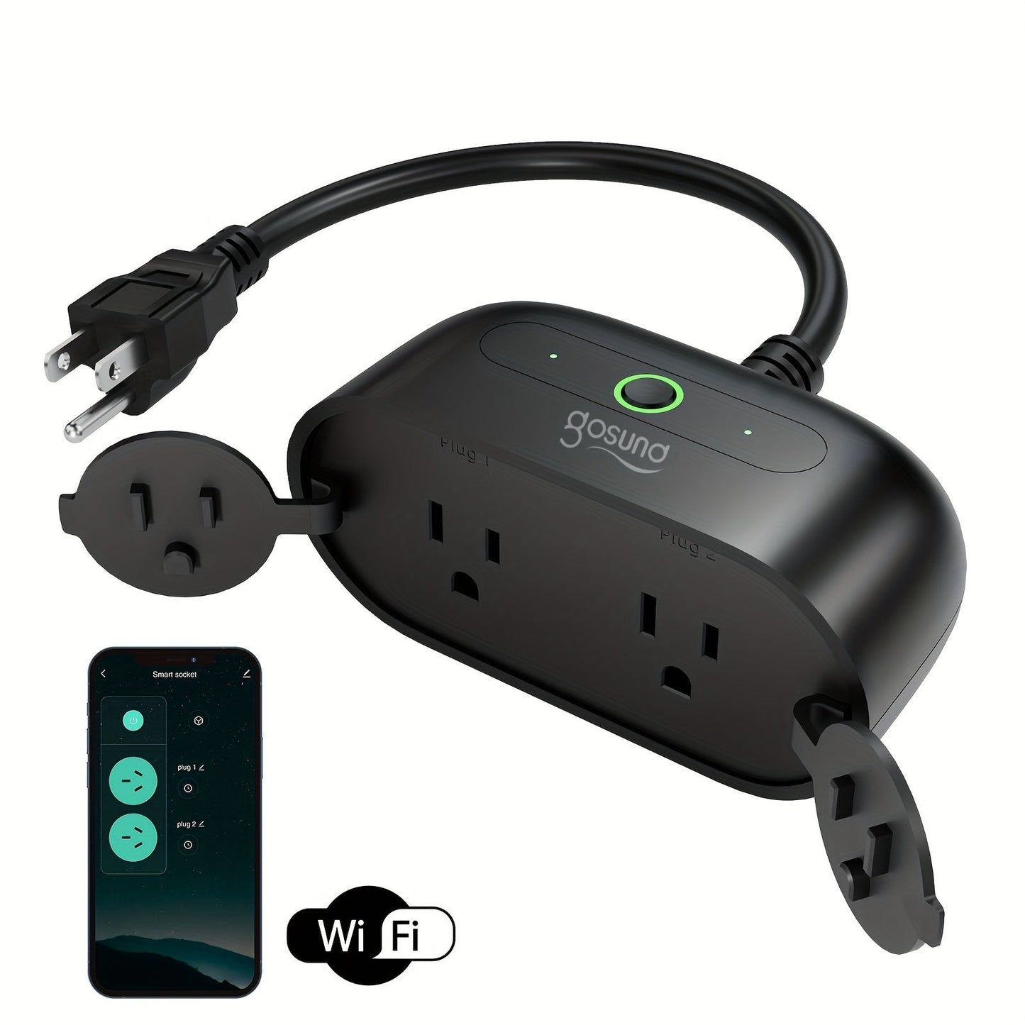 Outdoor Indoor Smart WiFi Plug GHome WP7, Voice & App Control, Works with Alexa & Google Home, Timer Schedule