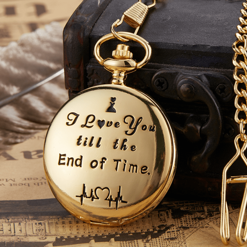 Pocket Watch - with Fob Chain I Love You Till the End of Time Romantic Engraved Gift for - product detail view 8