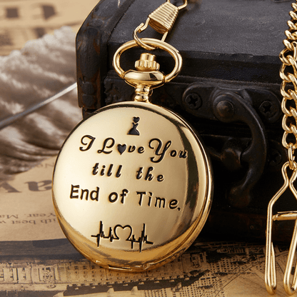 Pocket Watch - with Fob Chain I Love You Till the End of Time Romantic Engraved Gift for - product detail view 8