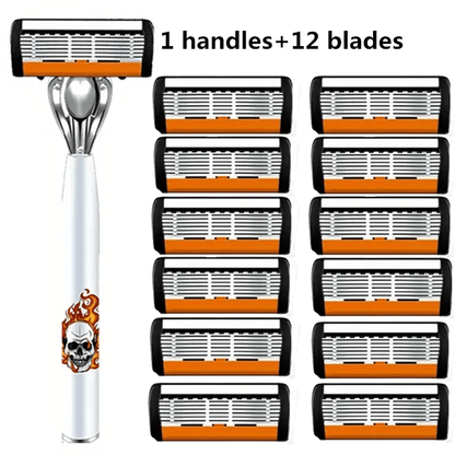 Men's Safety Razor with Replacement Blades - Anti-Slip Stainless Steel Handle Shaver for Beard & Sideburns