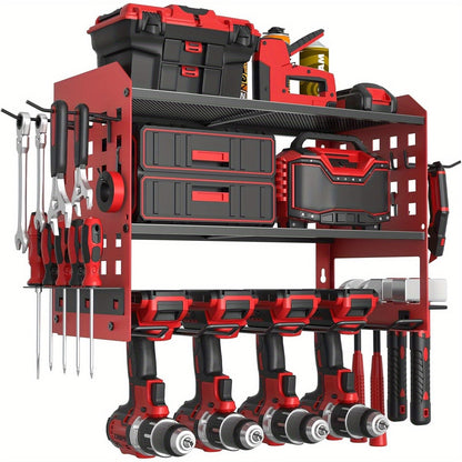 Power Drill Holder Wall Mount, Tool Storage Rack with 3/4 Layer Floating Shelf, Cordless Drill Organizer
