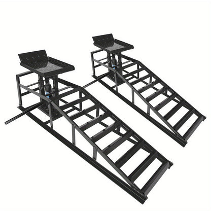 Hydraulic Vehicle Ramps 11, 000 lb 5T Low Profile Heavy Duty Lift Service Ramps for Truck Trailer Garage – Adjustable Height