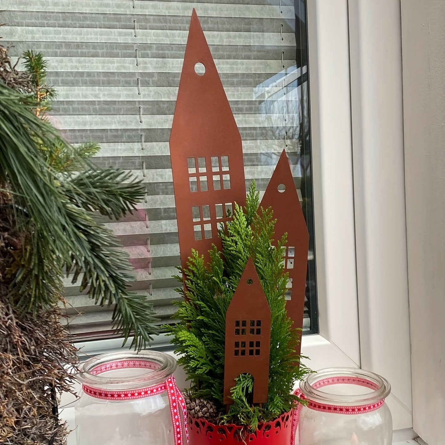 Garden Stakes | Rustic Metal Castle 3-Pack Yard Courtyard Balcony Decor