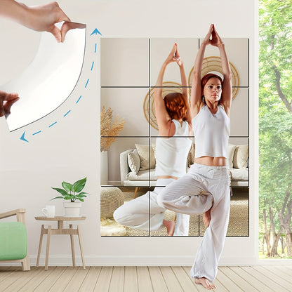 Mirror Wall Stickers 12 Inch, Set of 12 Acrylic Reflective Decals for Living Room, Bedroom, Kitchen