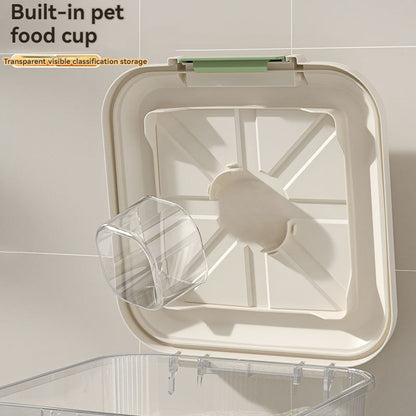 Transparent Pet Food Storage Container with Wheels – Large Capacity Moisture-Proof Bug-Proof Visible Food Level, Includes Measuring Cup