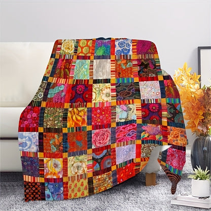 Fleece Throw Blanket Geometric Space Lodge Pattern – Ultra Soft Flannel Cozy Bed Sofa Blanket 60x80 Inches