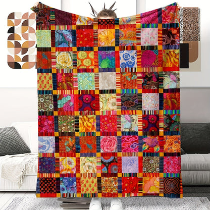 Fleece Throw Blanket Geometric Space Lodge Pattern – Ultra Soft Flannel Cozy Bed Sofa Blanket 60x80 Inches