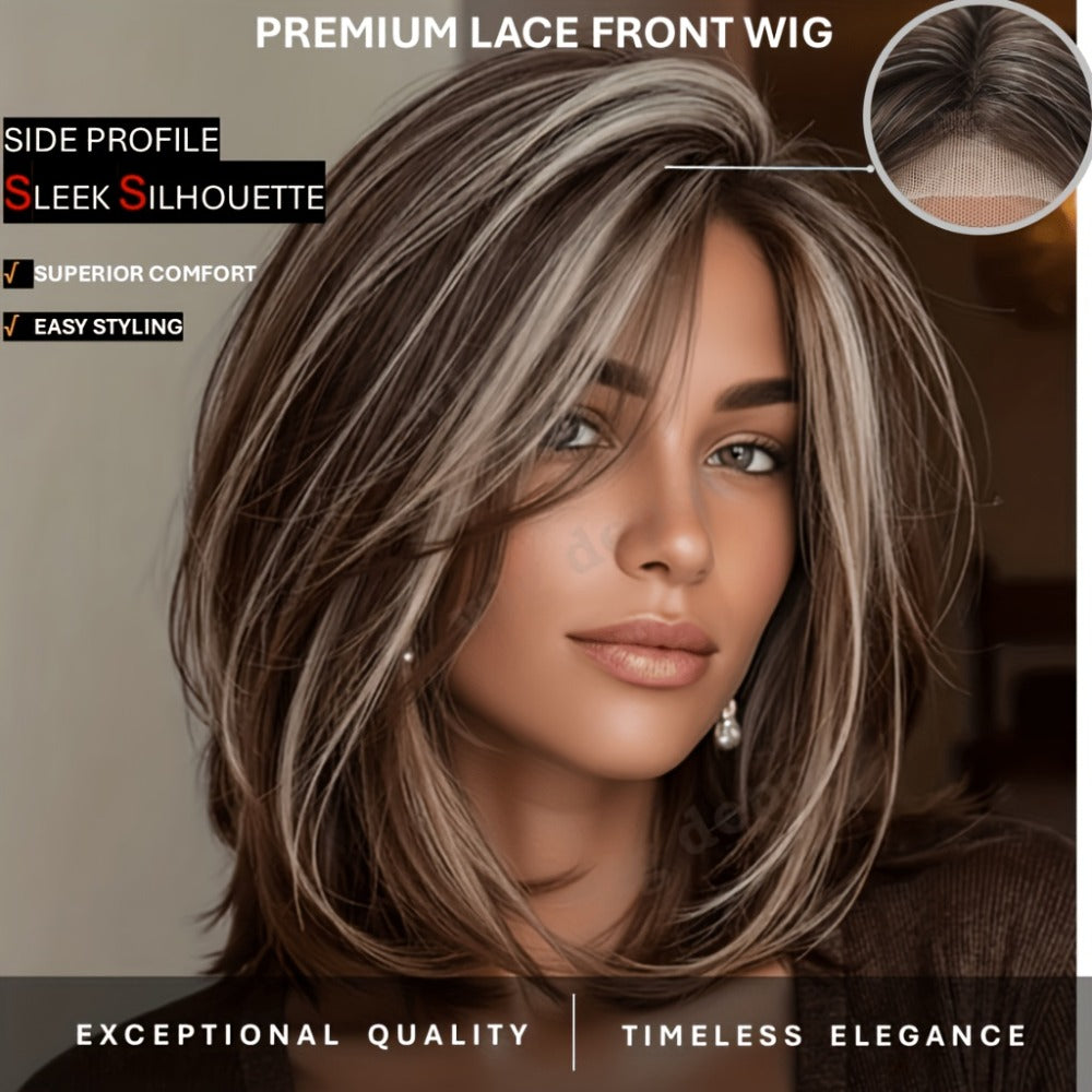 Synthetic Wig 4x1 U-Part Lace Front Bob, 14-Inch Middle Part with Six Color Choices for Cosplay