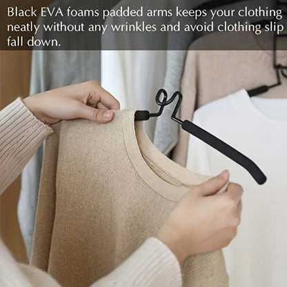 Space Saving Hangers 5-in-1 Multi-Layer Metal Closet Organizer | Heavy Duty Non-Slip Foam Pads | 2 Pack Clothes Hanger for Coats Sweaters