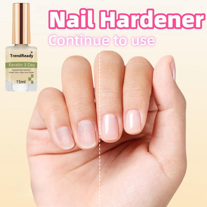 Nail Hardener 2 Bottles Extra Strong & Jelly Nude – Keratin Ridge Filler Base Coat for Weak Damaged Brittle Nails