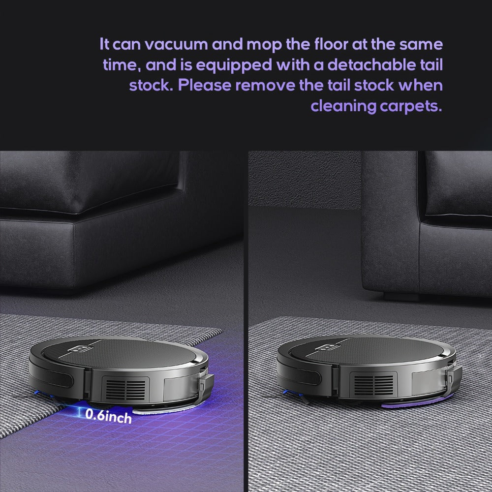 Robot Vacuum Cleaner Mop Combo 5000Pa Max Suction 2-in-1 with App & Voice Control - Scheduled Cleaning