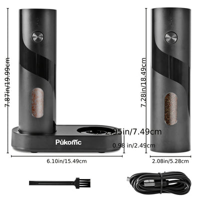 Electric Pepper Grinder Set USB-C Rechargeable with LED Light Ceramic Core Adjustable for Grilling, Camping and Outdoor Meals
