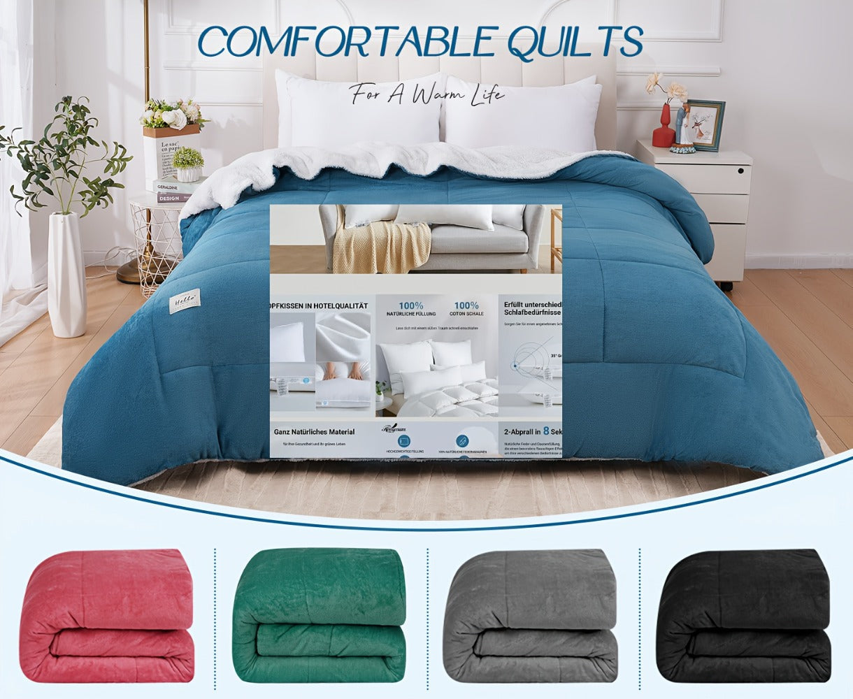 Box-Quilted Solid Comforter in Five Colors with Twin, Full, Queen and King Dimension Options