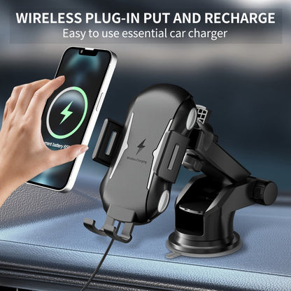 10W Auto-Sensing Car Phone Mount with Wireless Charging Clamp, Vent Clip and Suction-Style Base