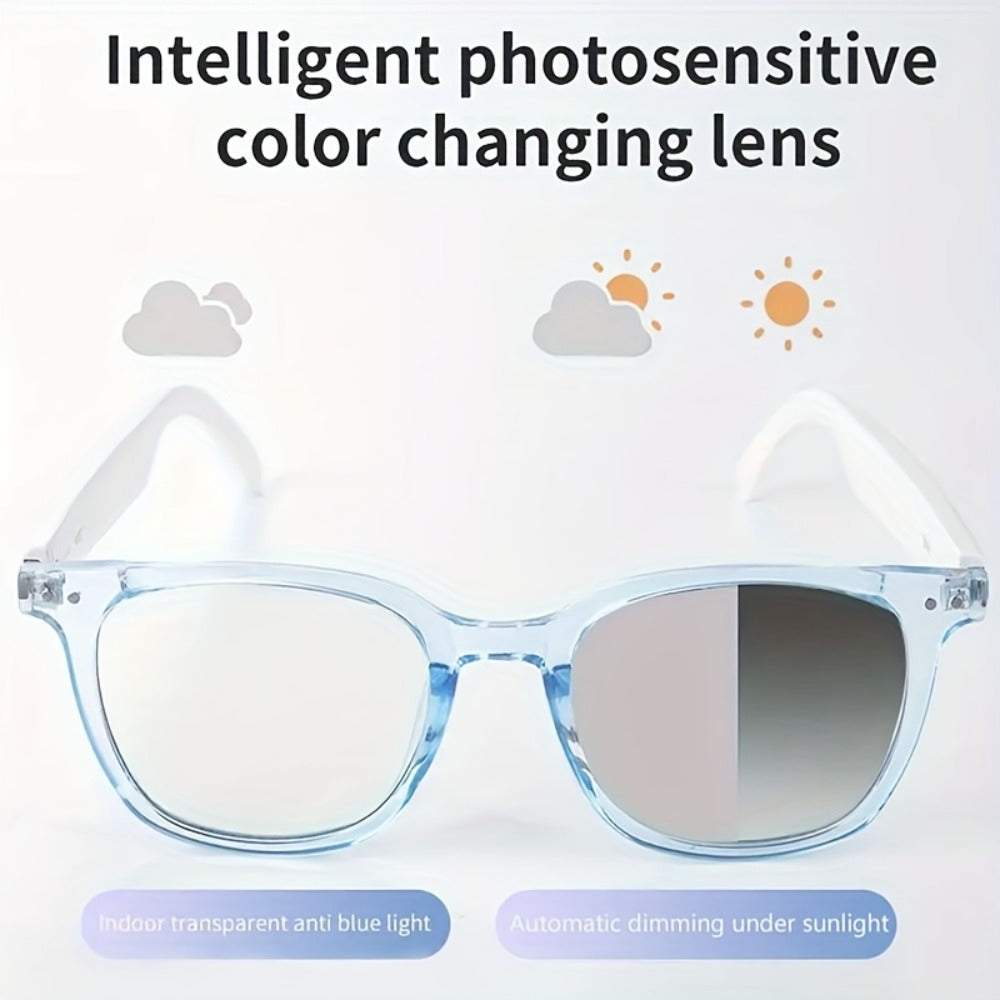 Smart Glasses Photochromic Bluetooth Audio Eyewear with Magnetic Charging and Four Frame Color Options